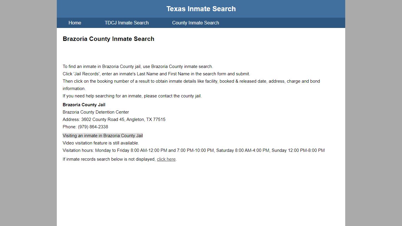 Brazoria County Jail Inmate Search