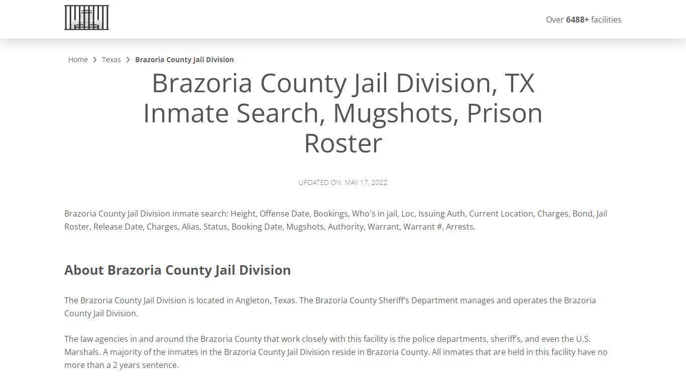 Brazoria County Jail Division, TX Inmate Search, Mugshots ...